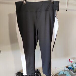 SOILED ID Ideology Womens Cropped Colorblock Leggings Black Size 2X $50 2B301